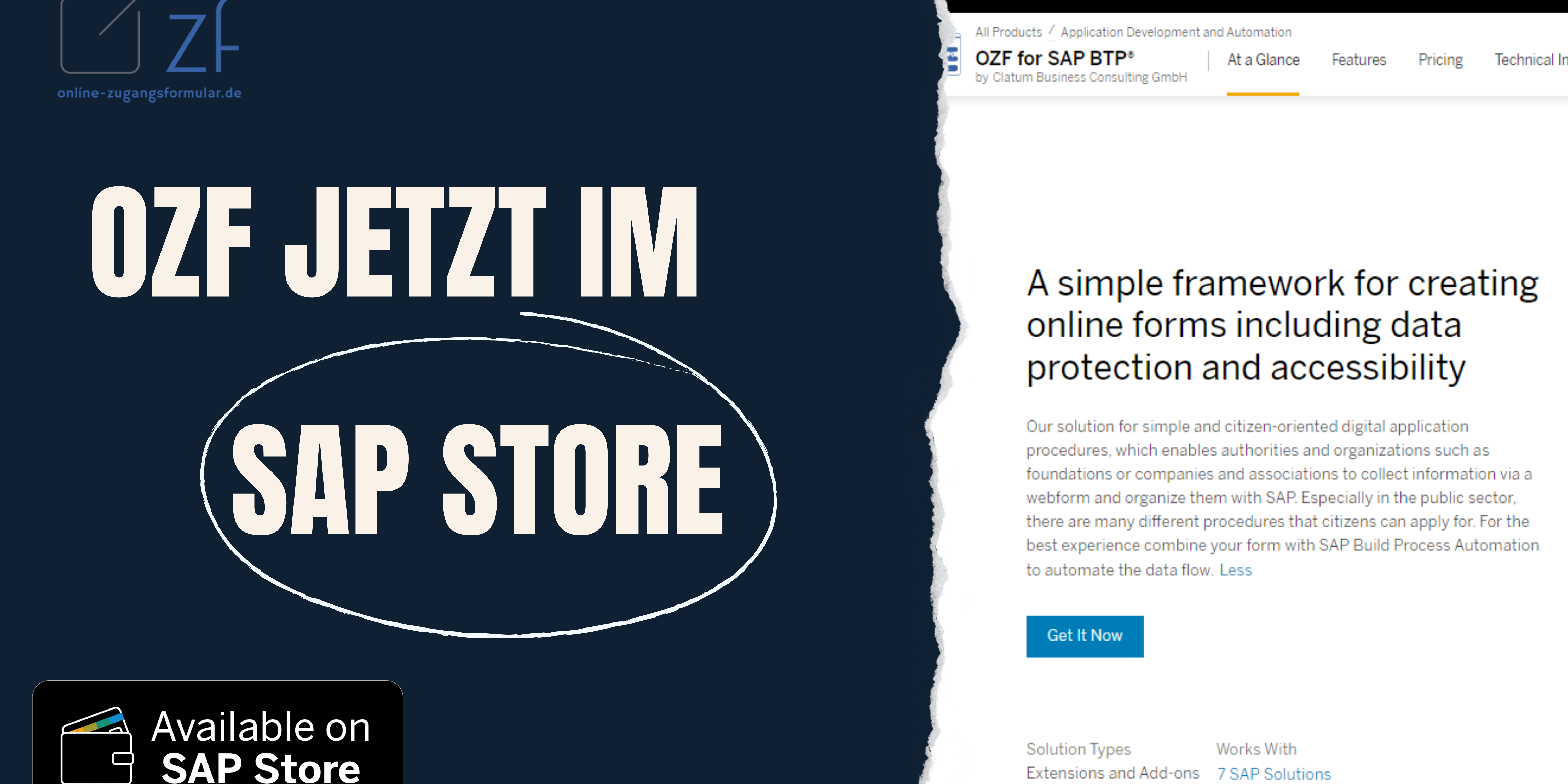 Das OZF ist im SAP Store Unsere Lösung für ein modernes digitales Antragsmanagement ist im SAP Store.